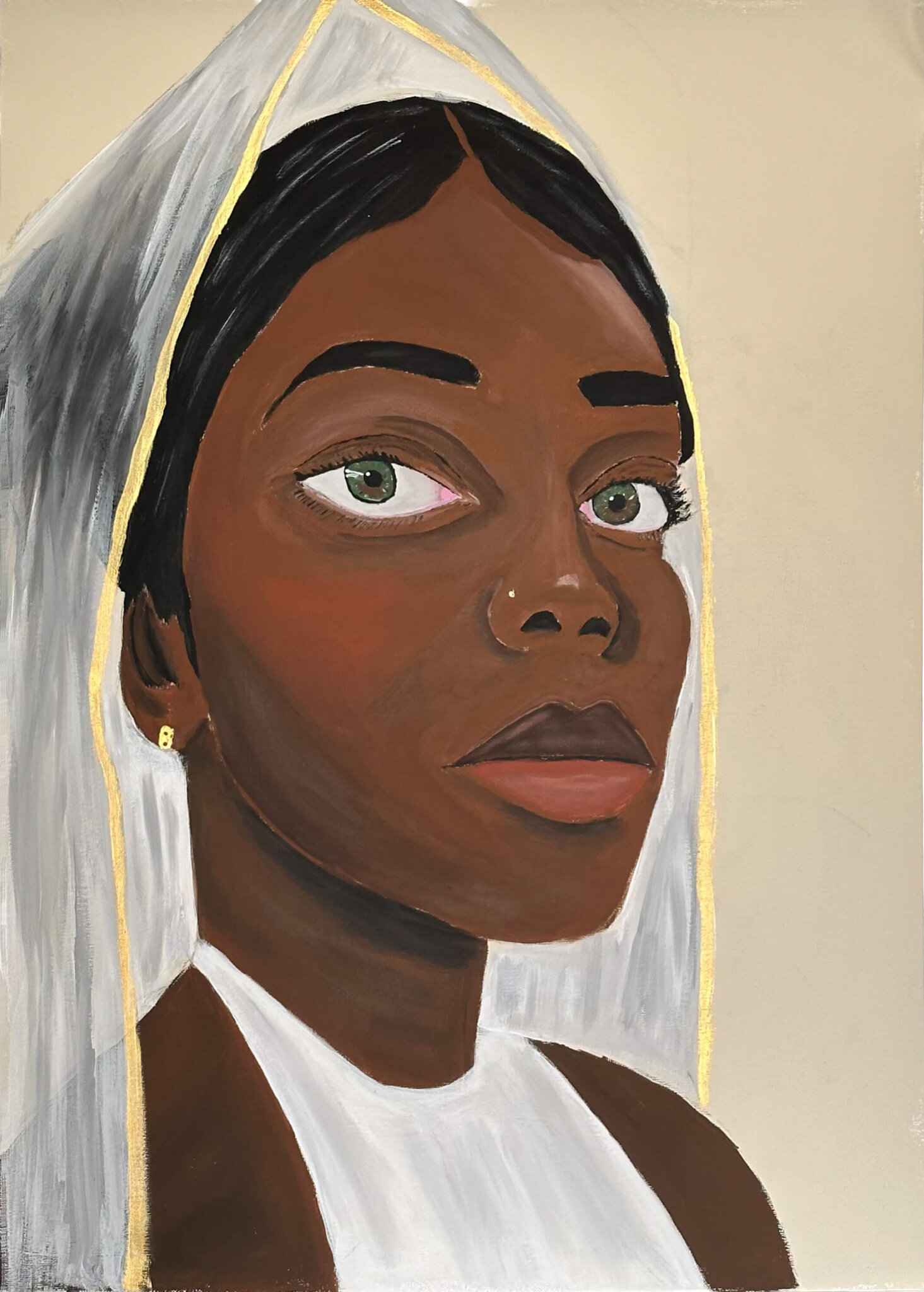 Portrait einer Frau mit dunkler Hautfarbe.