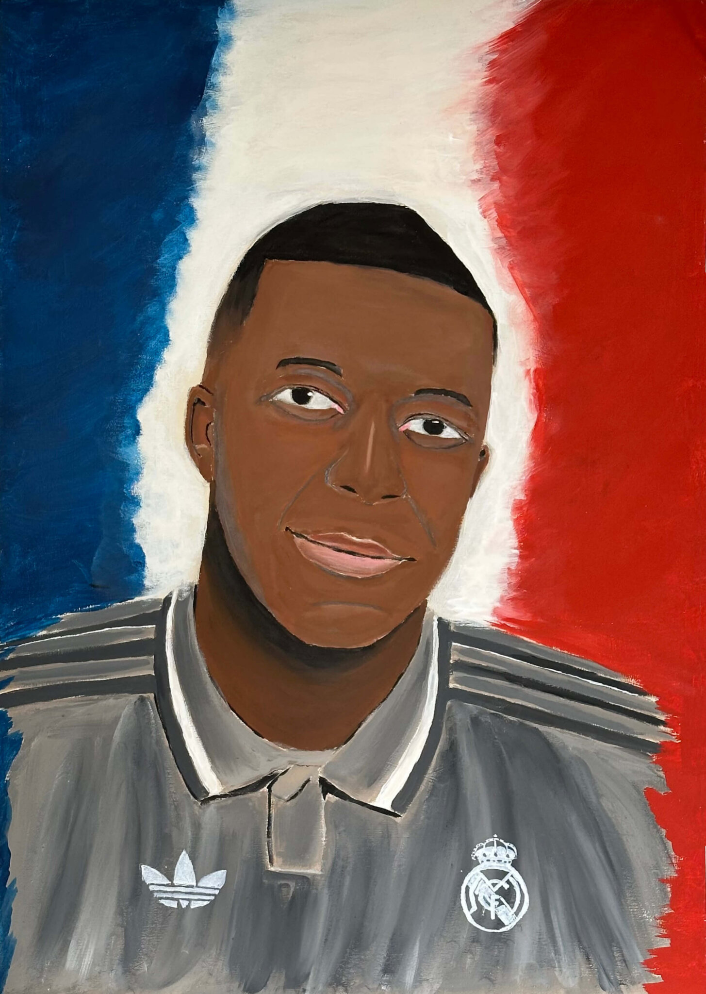 Ein Porträt eines Fußballspielers mit dunkler Hautfarbe von Real Madrid.