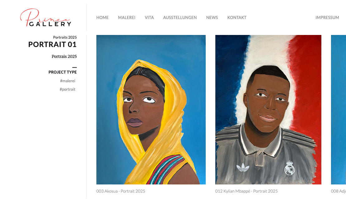 Screenshot der Webseite eee.prince-Gallery.de